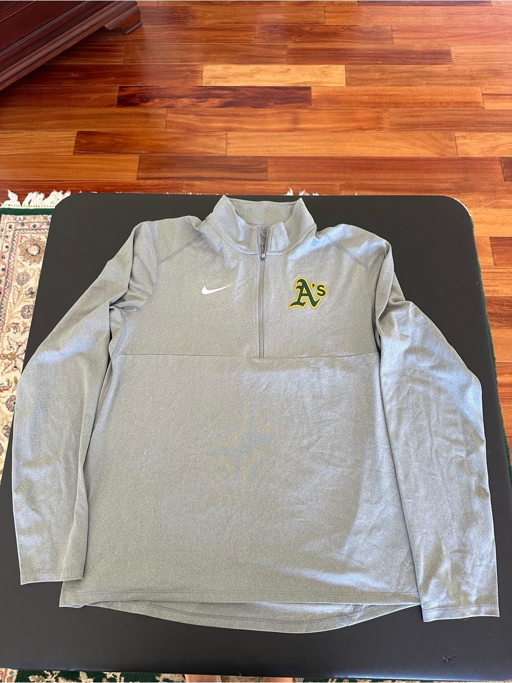 Nike Men's Oakland A's MLB Baseball Gray Quarter-Zip Pullover Size Large